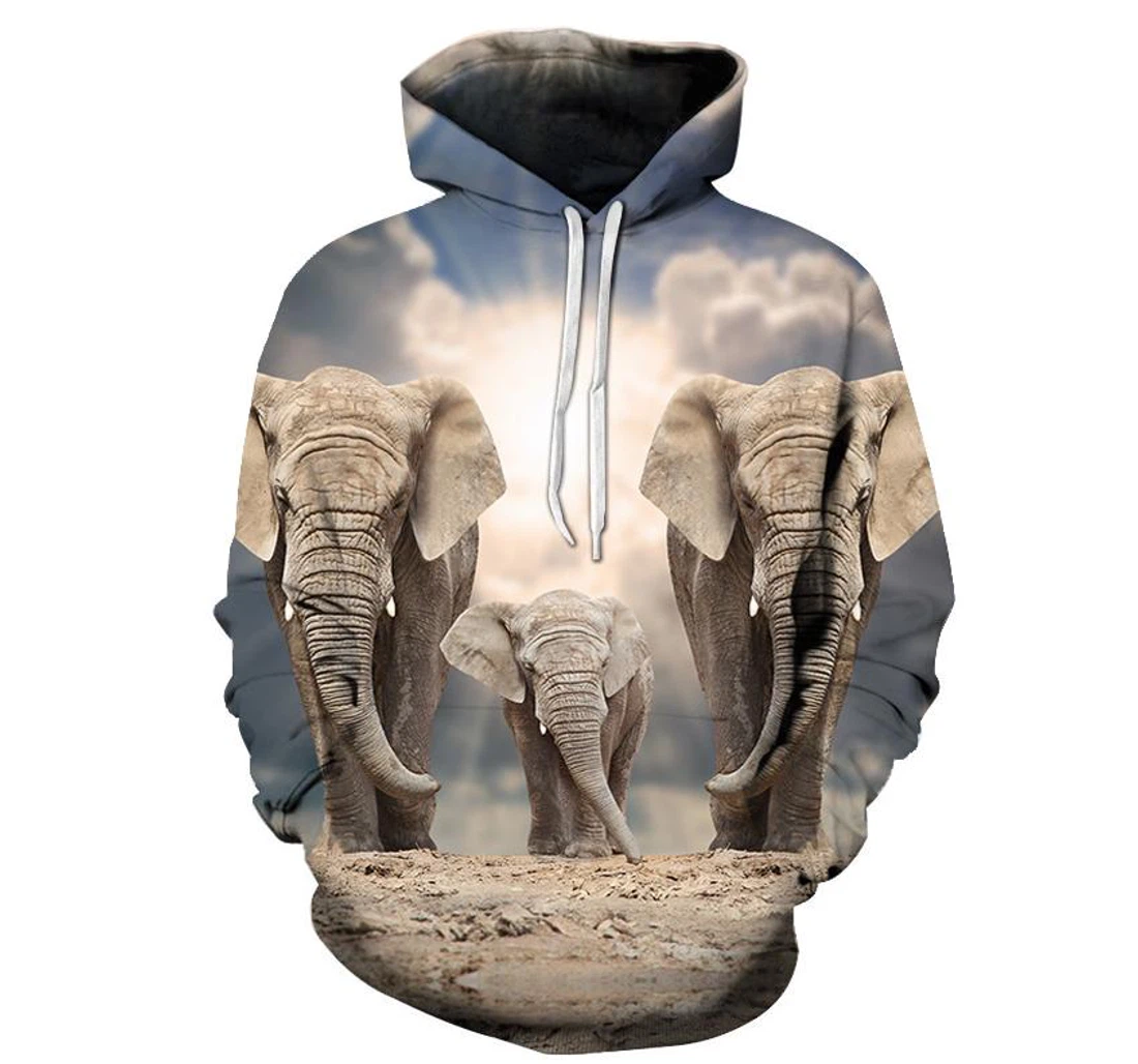 Personalized United Elephant Family - 3D Printed Pullover Hoodie