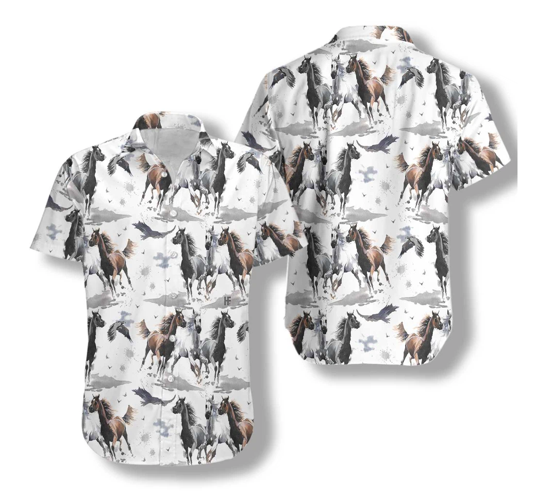 Racing Horses Hawaiian Shirt, Button Up Aloha Shirt For Men, Women