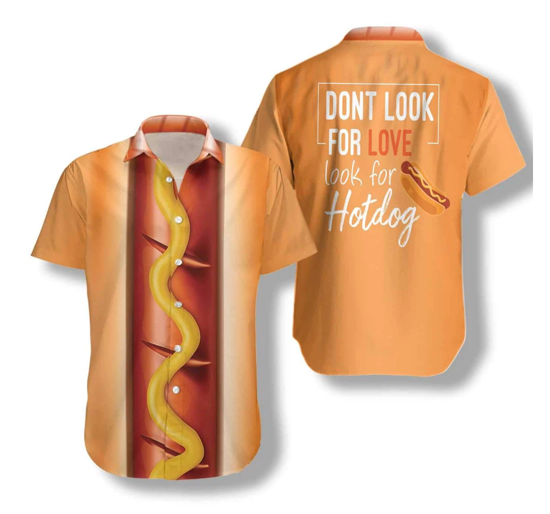 Funny Halloween Hot Dog Costume Hawaiian Shirt, Button Up Aloha Shirt For Men, Women