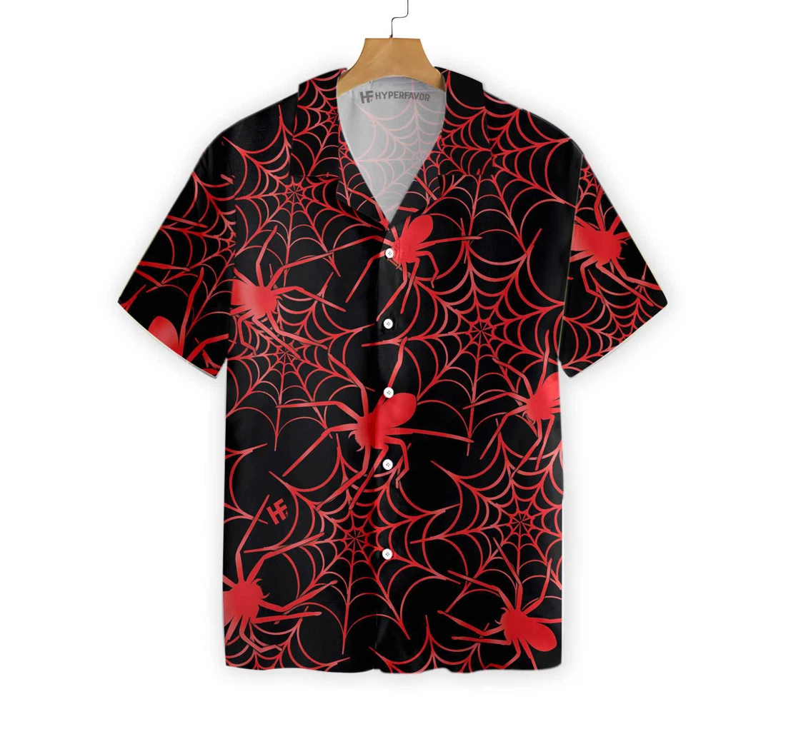 Creepy Spider Halloween Hawaiian Shirt, Button Up Aloha Shirt For Men, Women