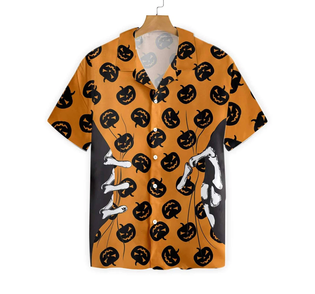Halloween Skeleton Hand Hawaiian Shirt, Button Up Aloha Shirt For Men, Women