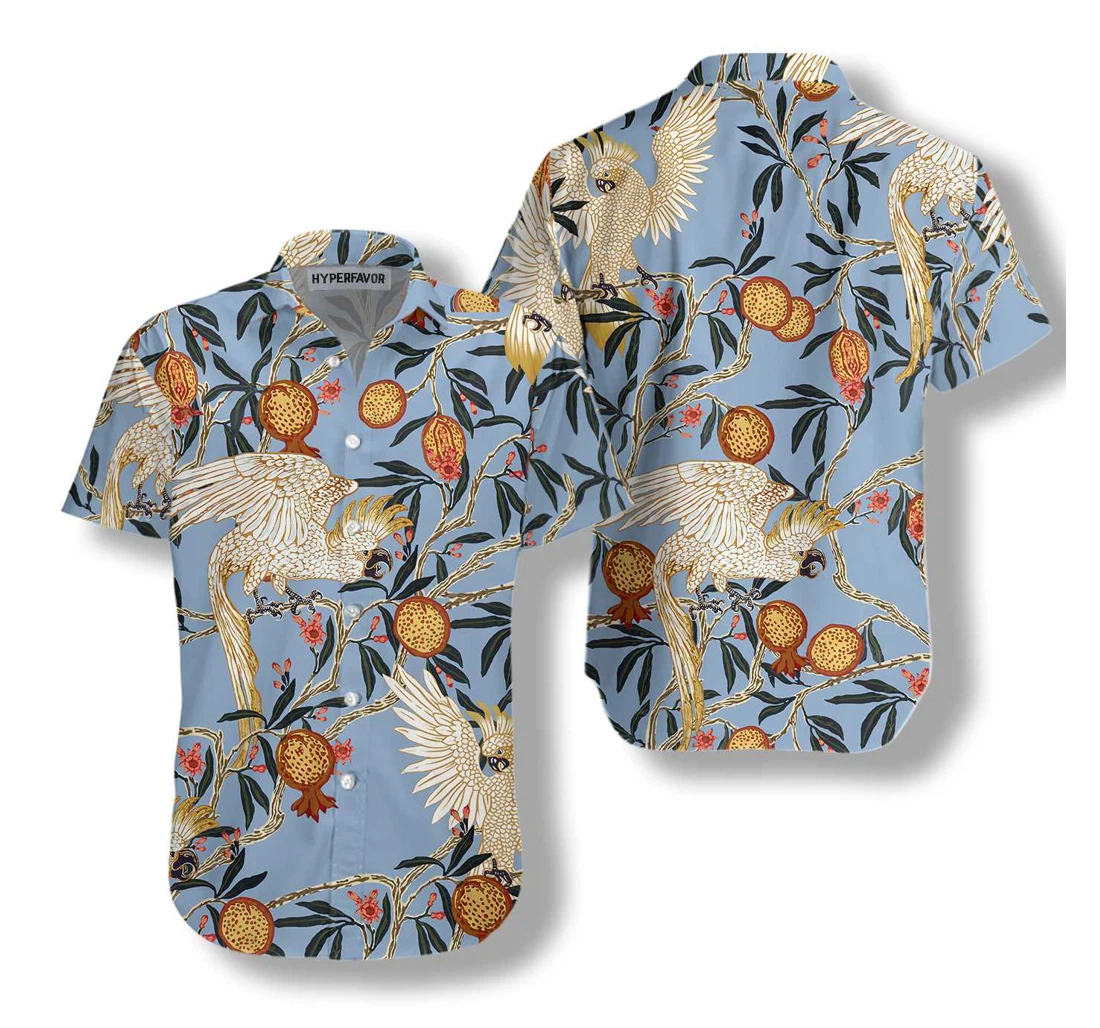 Pomegranates And Cookatoo Hawaiian Shirt, Button Up Aloha Shirt For Men, Women