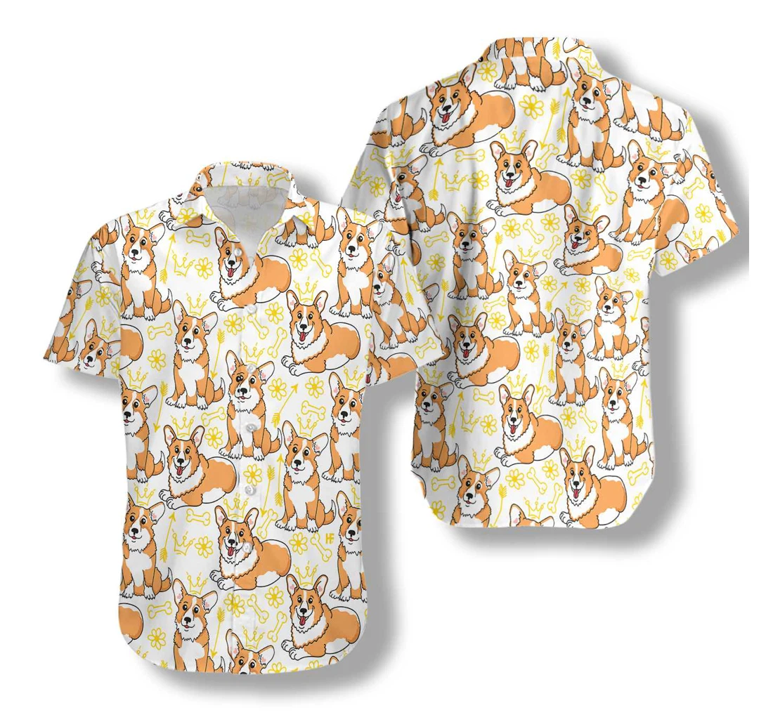 Corgi Pembroke Hawaiian Shirt, Button Up Aloha Shirt For Men, Women