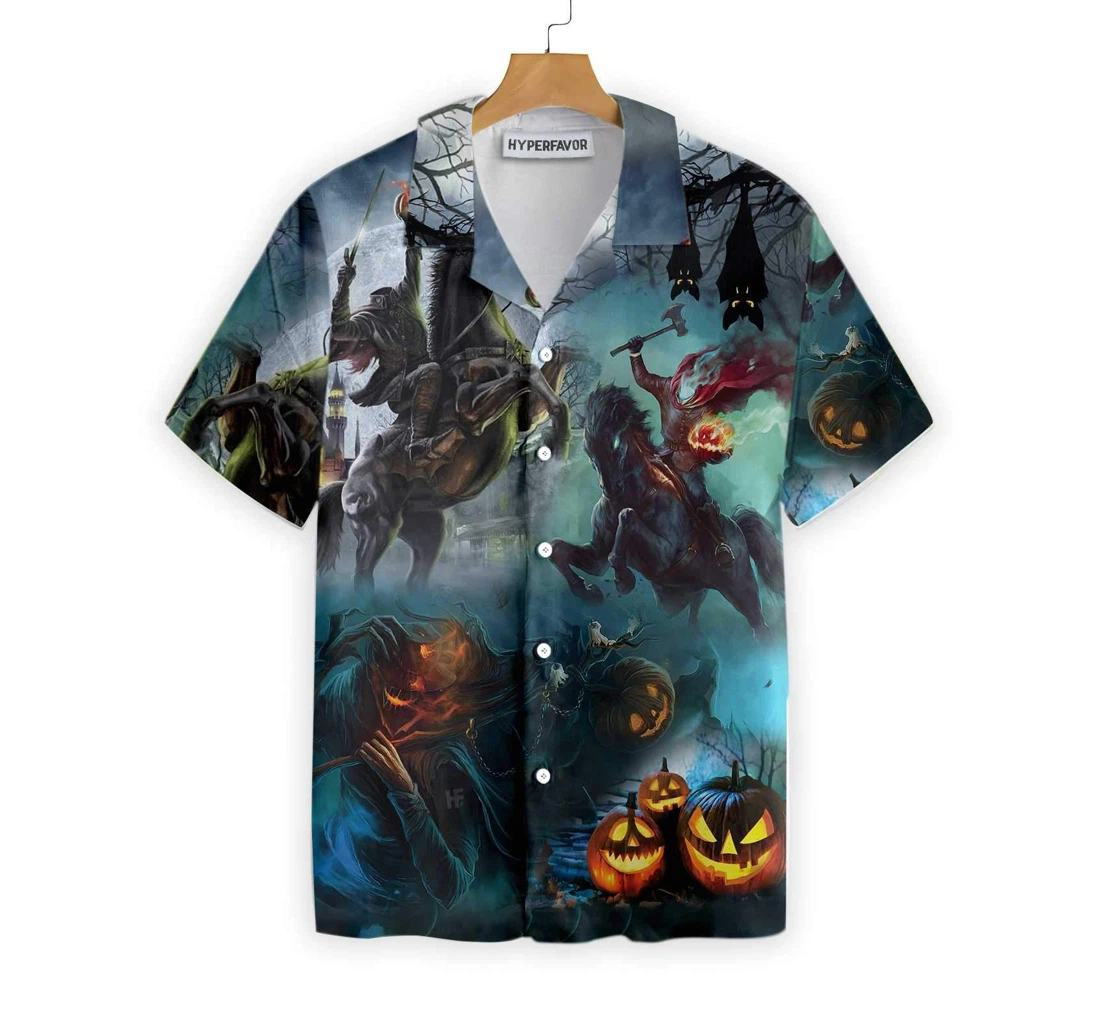 Headless Horseman Halloween Hawaiian Shirt, Button Up Aloha Shirt For Men, Women
