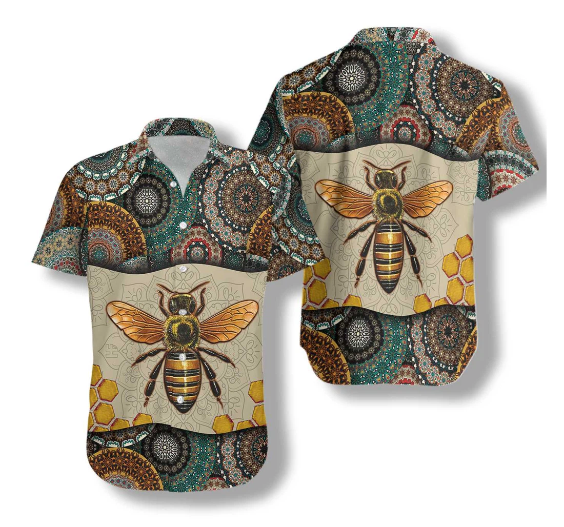 Boho Mandala Bee Hawaiian Shirt, Button Up Aloha Shirt For Men, Women