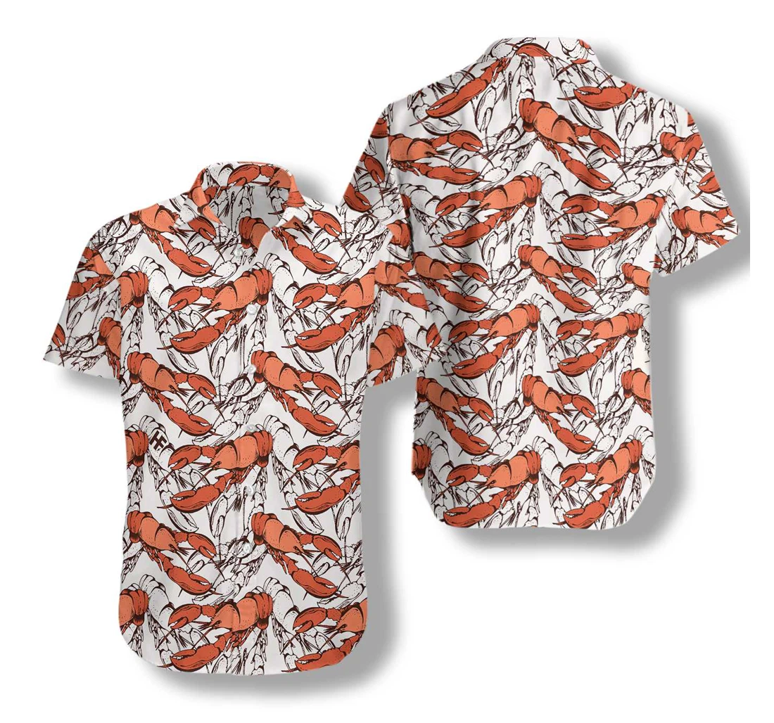 Boiled Red Lobster Seafood Hawaiian Shirt, Button Up Aloha Shirt For Men, Women