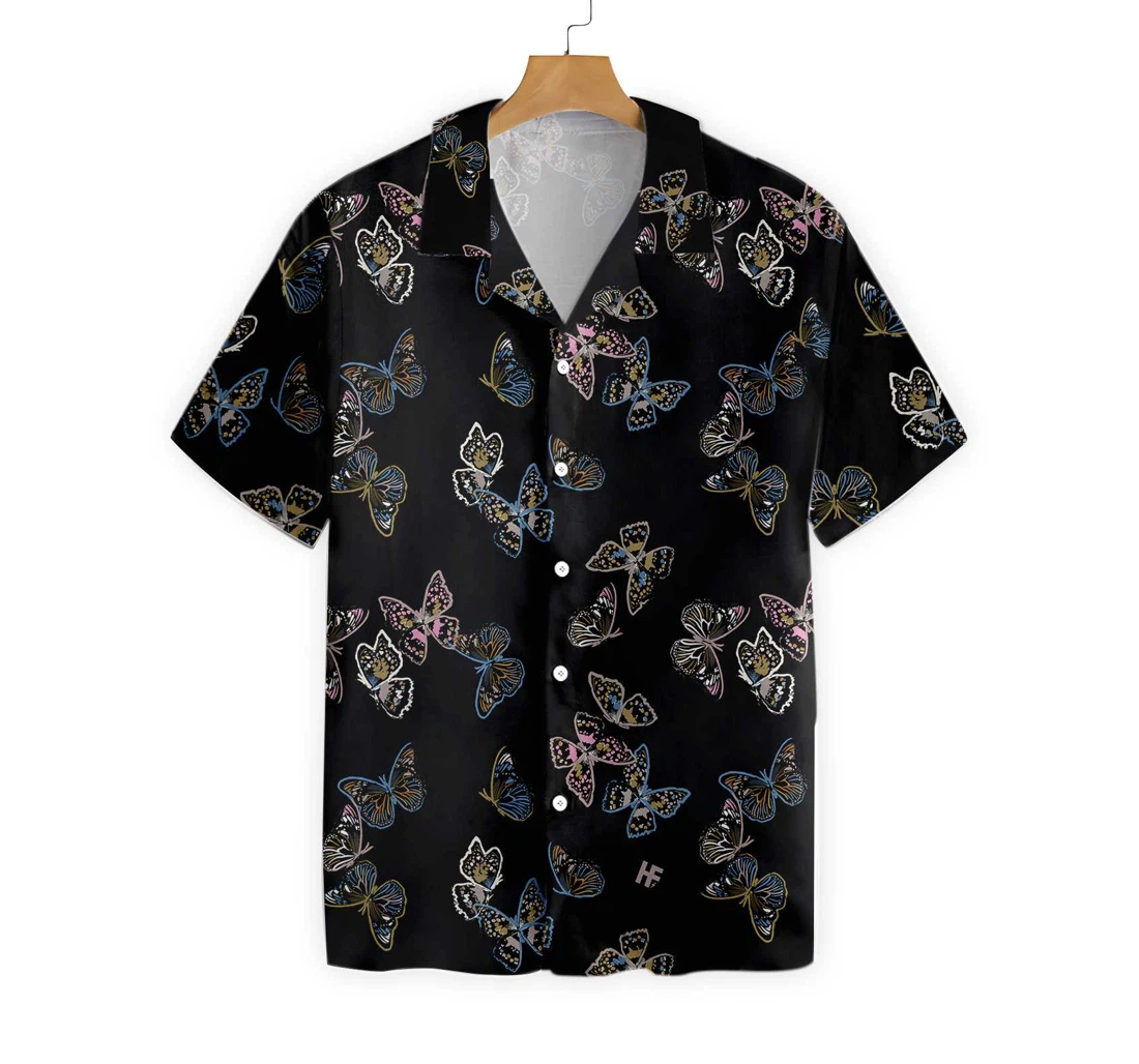 Paint Brush Butterflies Paint Hawaiian Shirt, Button Up Aloha Shirt For Men, Women