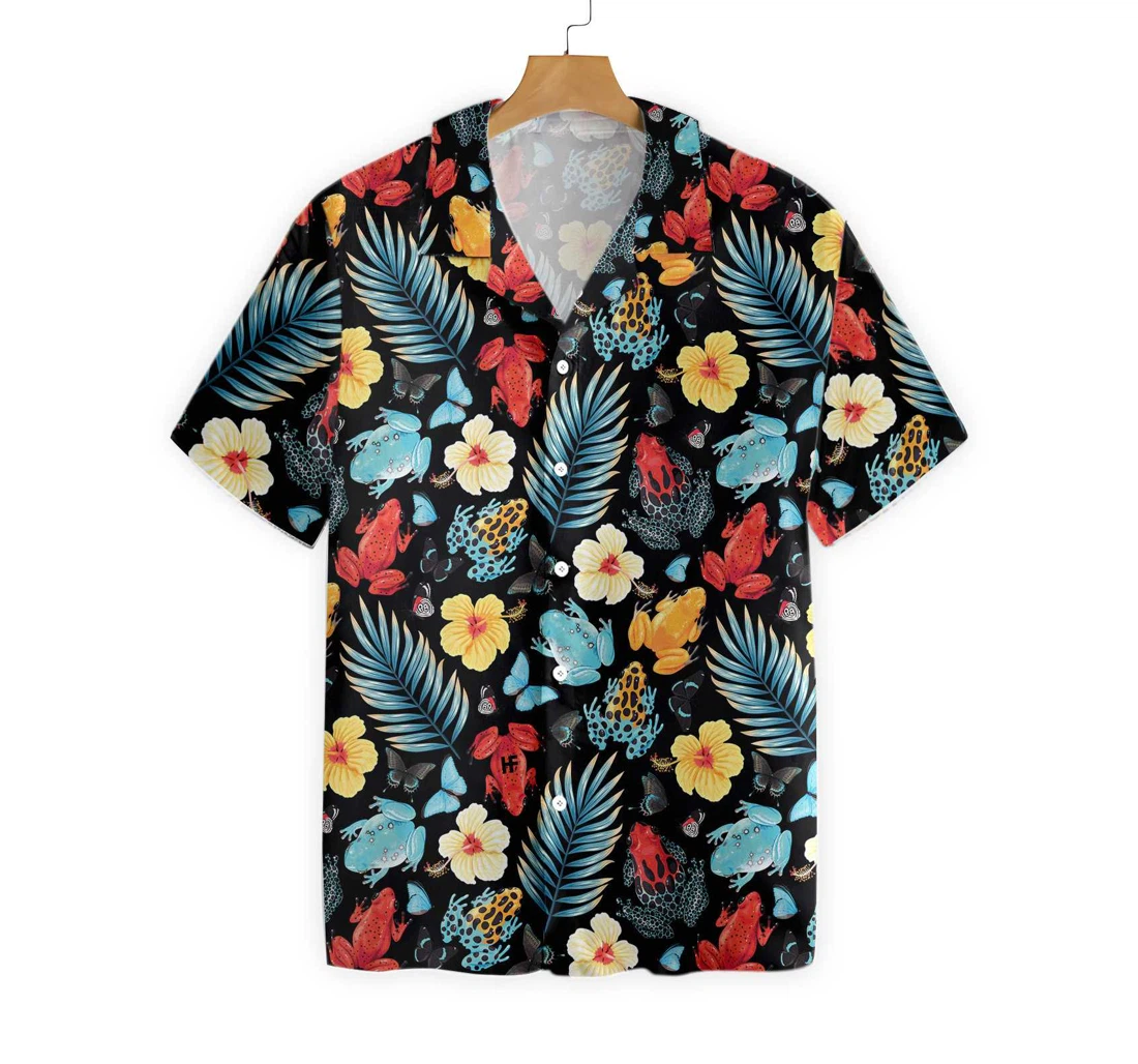 Flowers And Frogs Hawaiian Shirt, Button Up Aloha Shirt For Men, Women