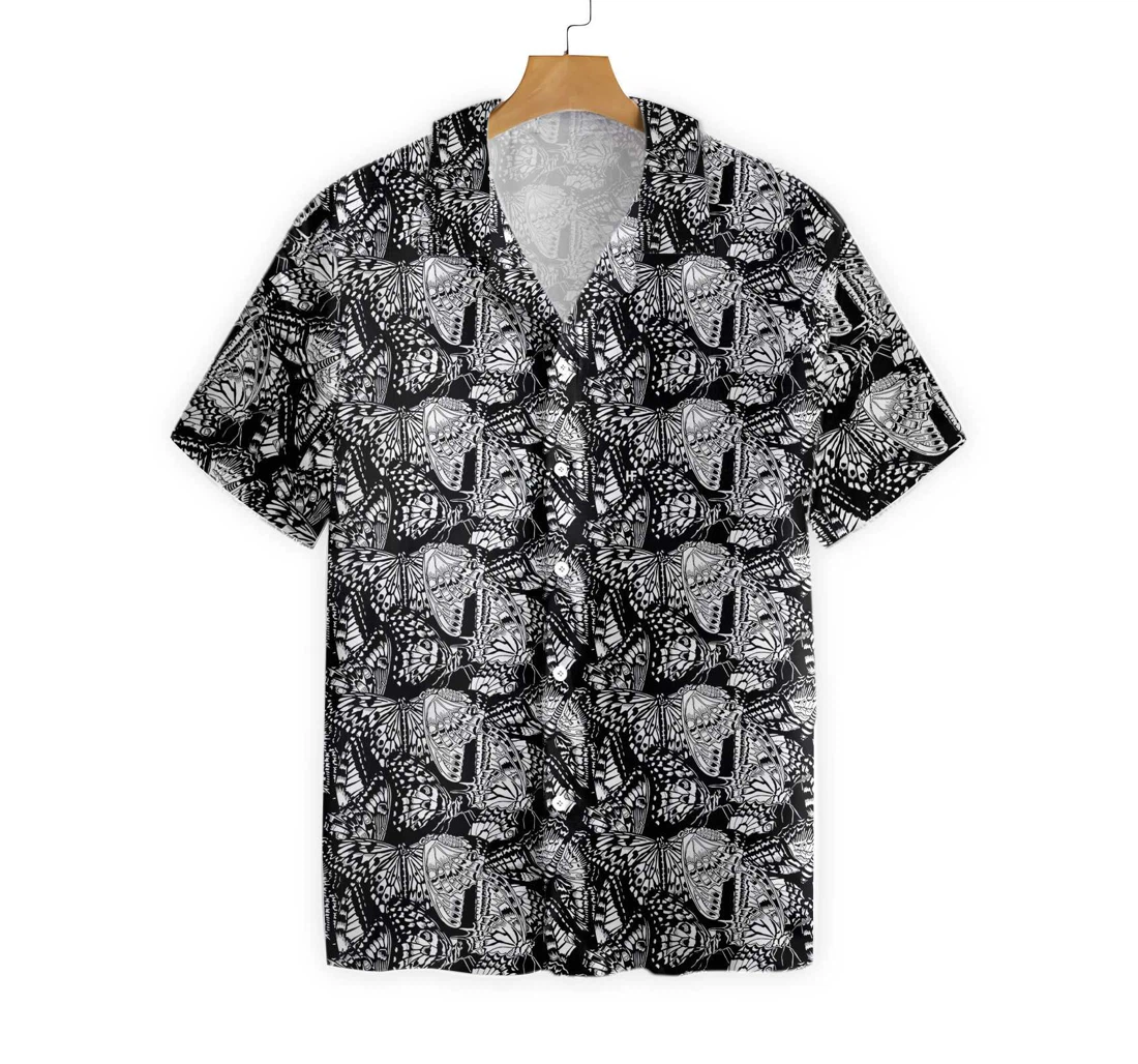Black And White Butterfly Shirts Hawaiian Shirt, Button Up Aloha Shirt For Men, Women