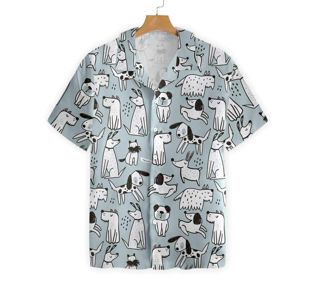 Seamless Pattern With Cute Dogs Hawaiian Shirt, Button Up Aloha Shirt For Men, Women