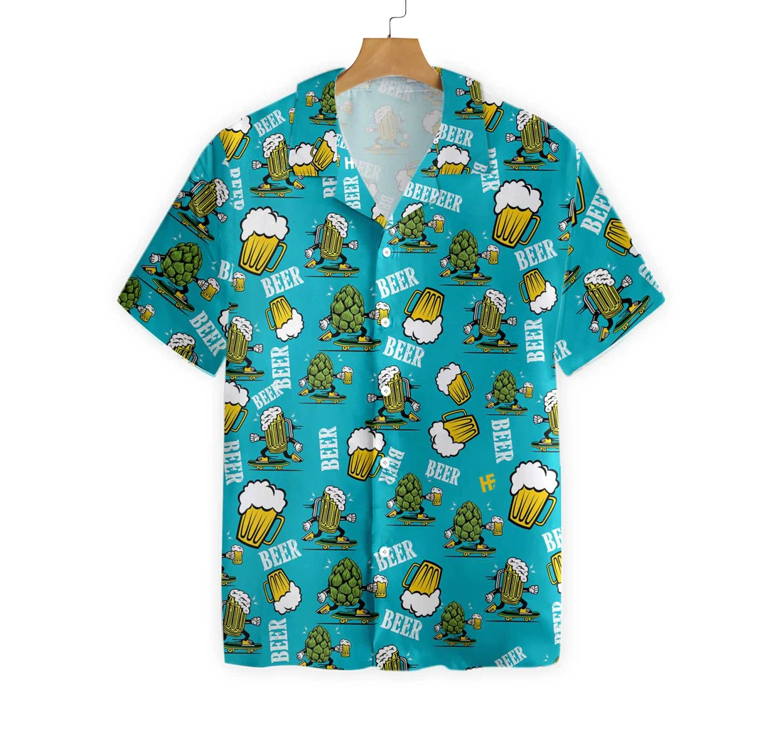 Funny Beer Hawaiian Shirt, Button Up Aloha Shirt For Men, Women