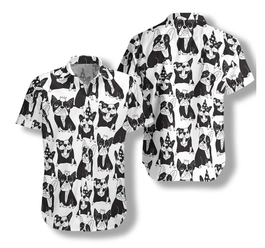 Happy French Bulldog Hawaiian Shirt, Button Up Aloha Shirt For Men, Women