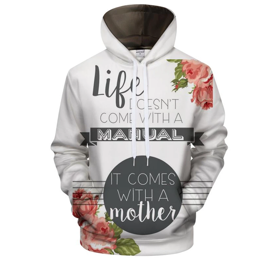 Personalized Happy Mother's Day Life Comes With Mother - 3D Printed Pullover Hoodie