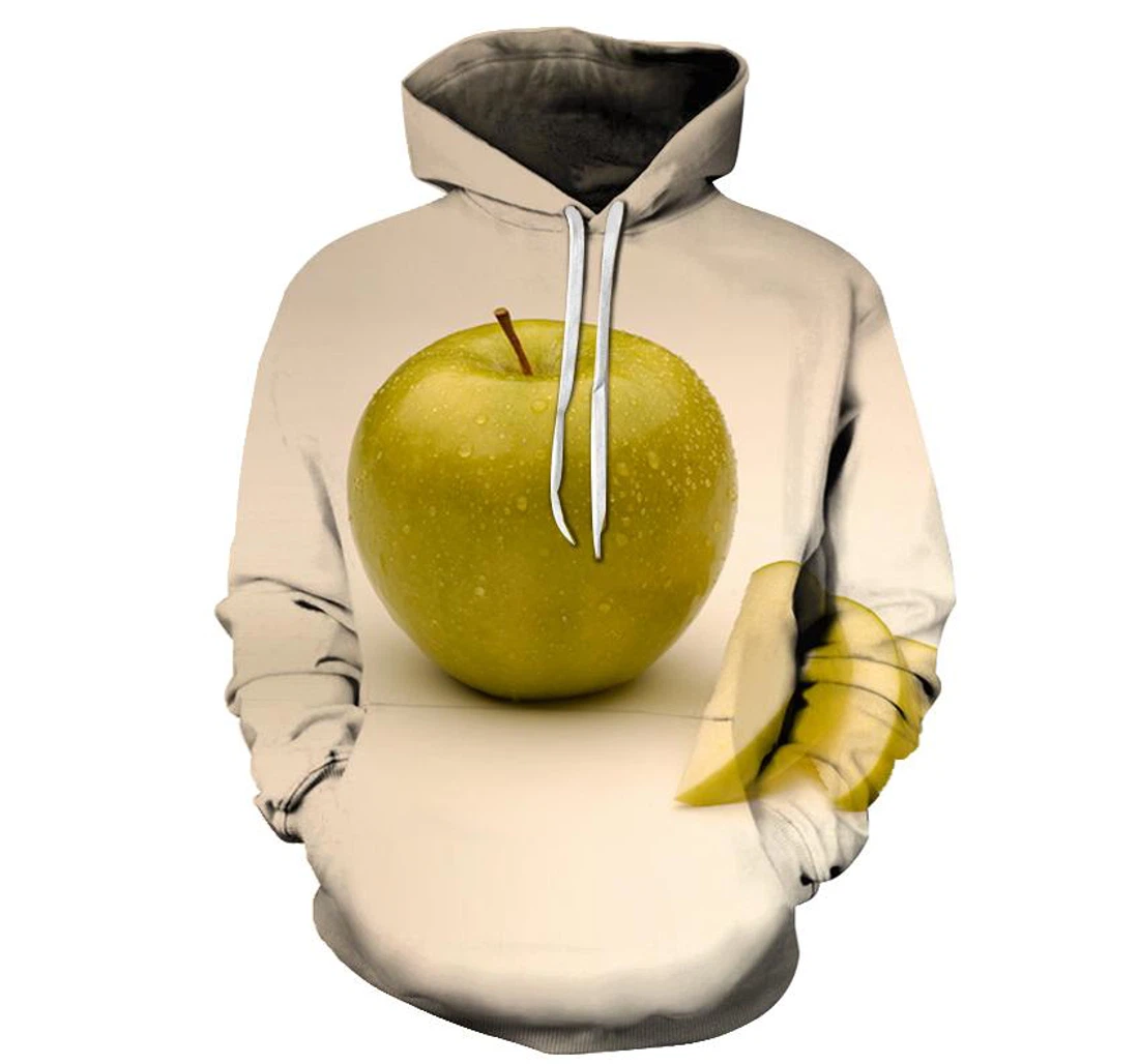 Personalized Juicy Green Apple - 3D Printed Pullover Hoodie