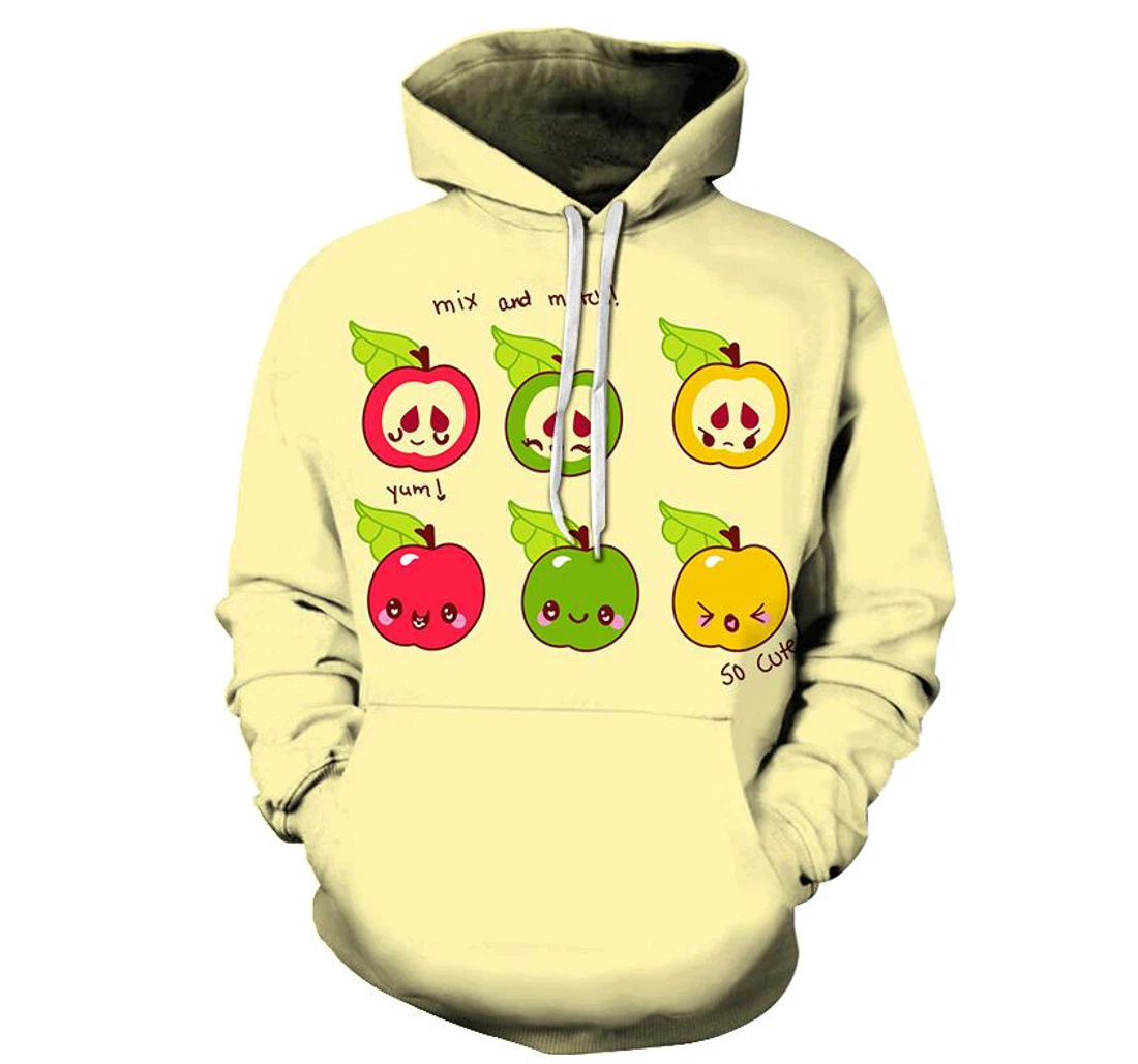 Mix & Match Apple - 3D Printed Pullover Hoodie