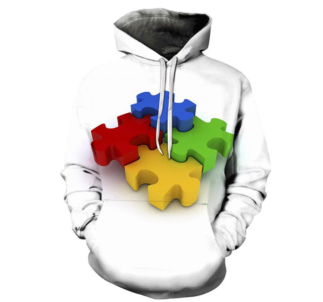 Autism Colors -support Autism Awareness Movement - 3D Printed Pullover Hoodie