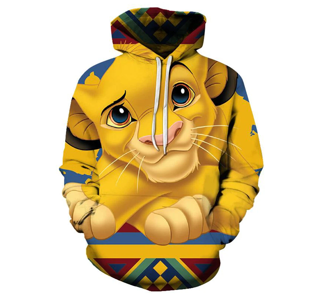 Cute Simba Cartoon - 3D Printed Pullover Hoodie