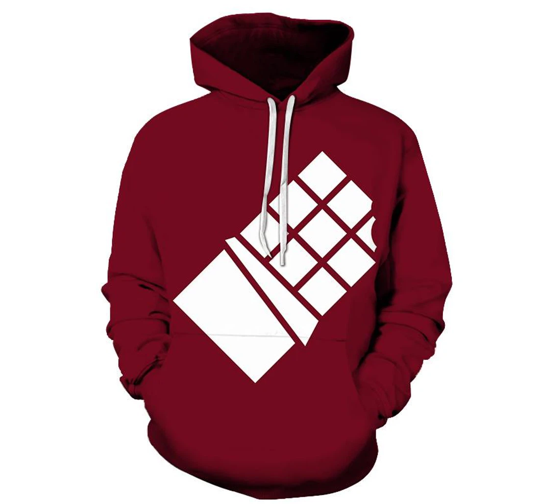 Dark Red - 3D Printed Pullover Hoodie