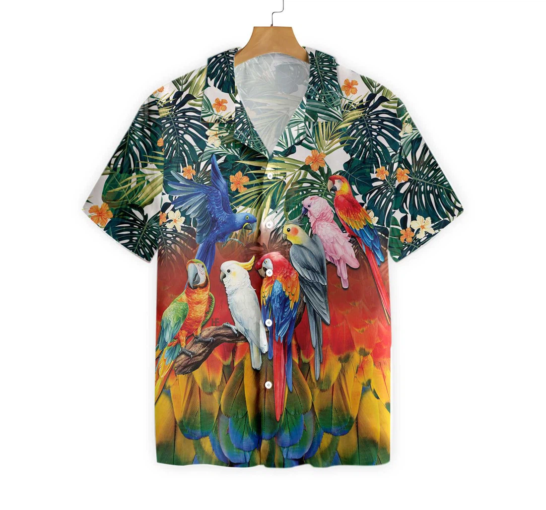 Parrot Birds Hawaiian Shirt, Button Up Aloha Shirt For Men, Women