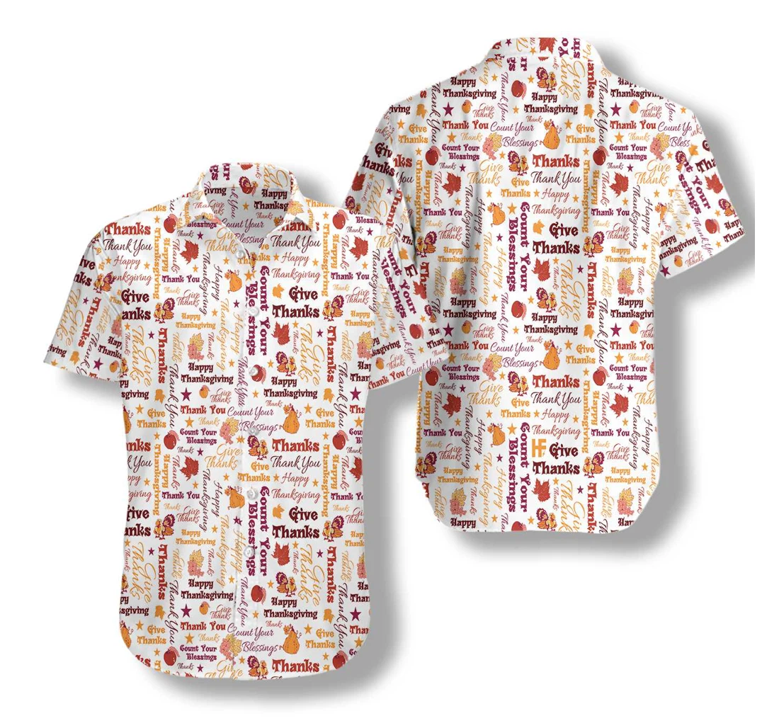 Give Thanks Thanksgiving Day Hawaiian Shirt, Button Up Aloha Shirt For Men, Women