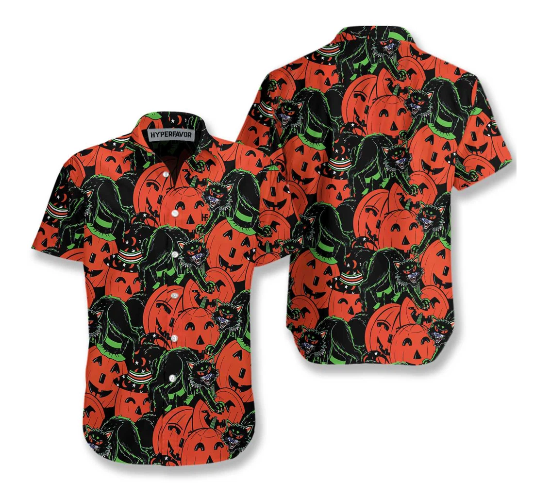 Halloween Horror Queen Cat Halloween Halloween And Hawaiian Shirt, Button Up Aloha Shirt For Men, Women