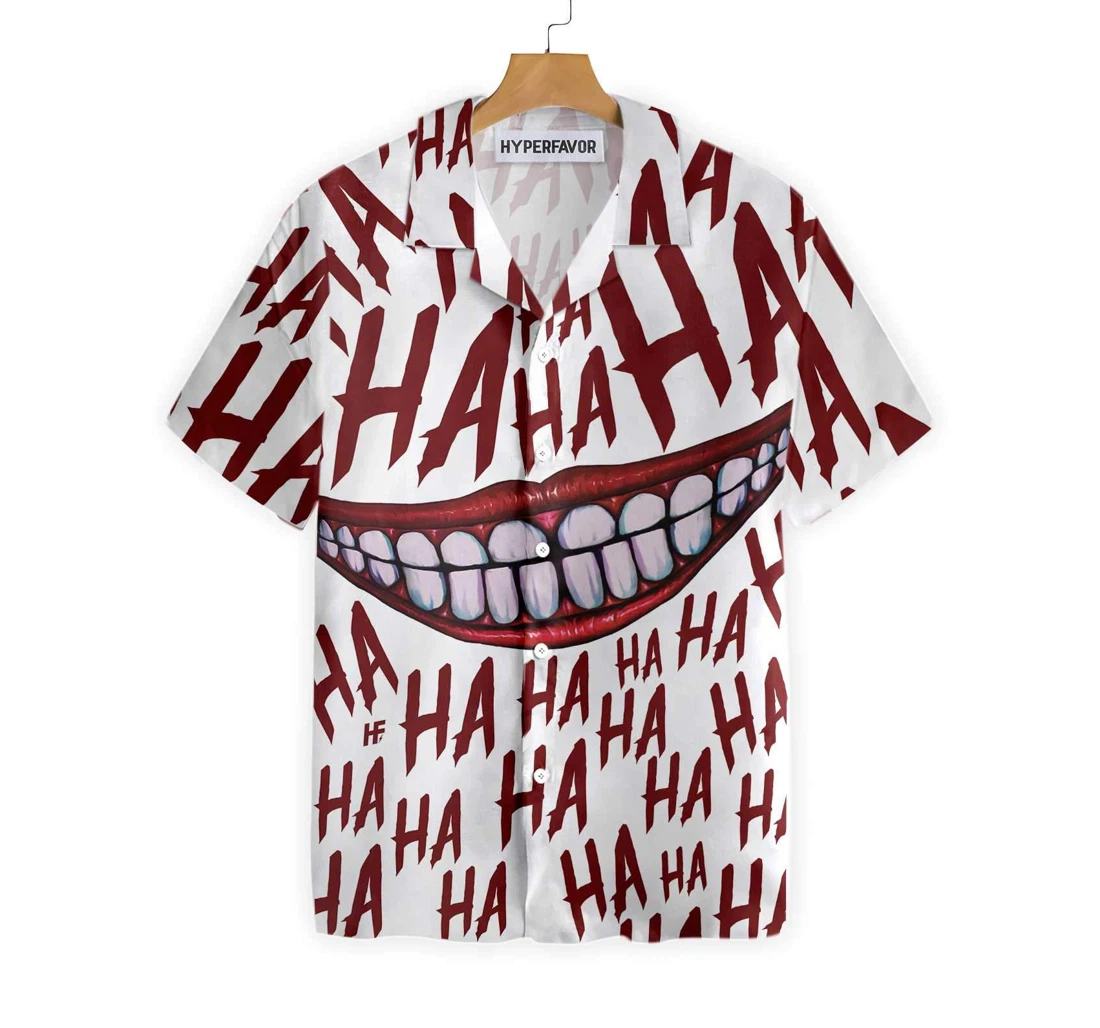 Scary Halloween Clown Smile Hawaiian Shirt, Button Up Aloha Shirt For Men, Women
