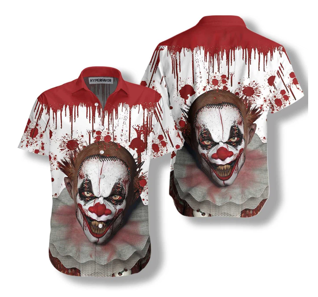 Scary Halloween Clown Faces Hawaiian Shirt, Button Up Aloha Shirt For Men, Women