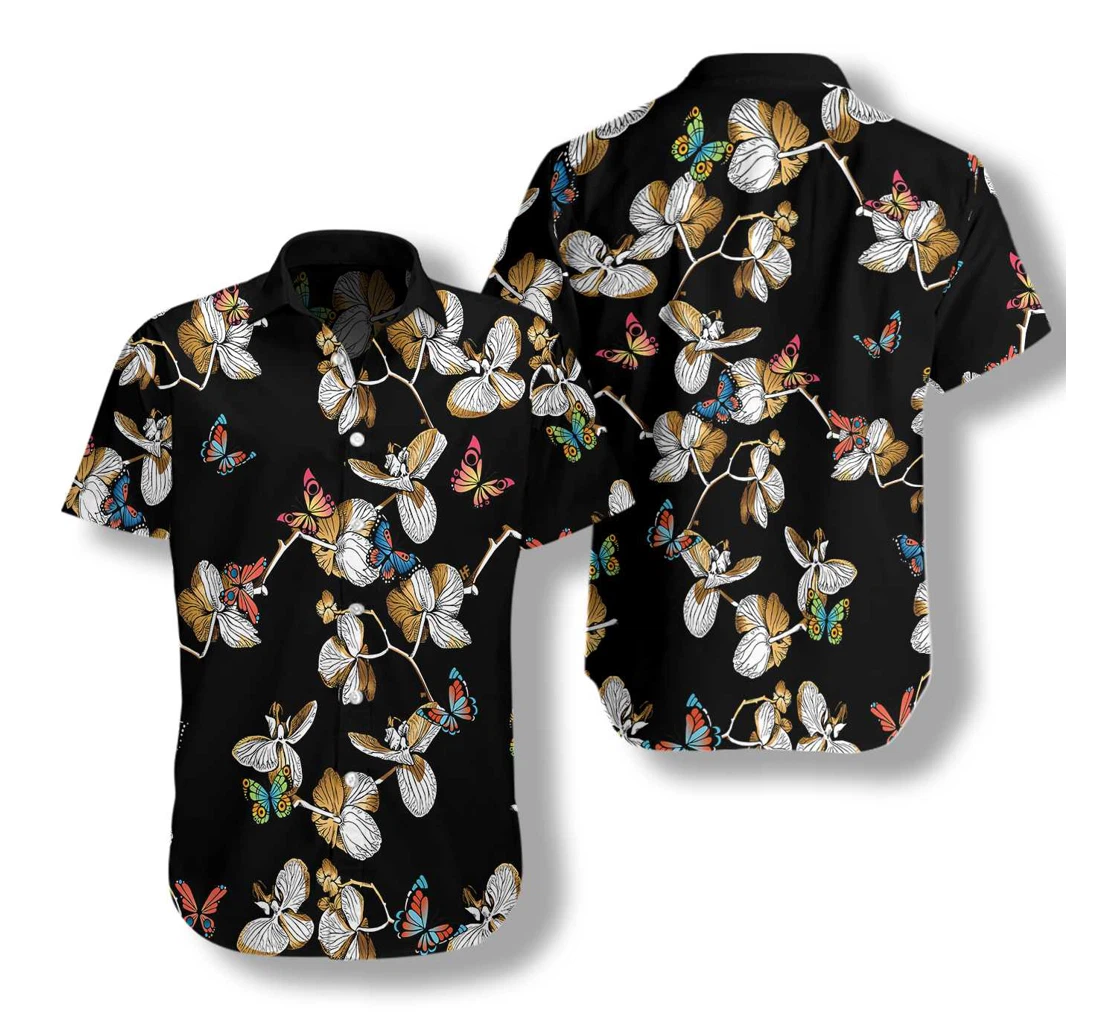 Butterfly Pattern Hawaiian Shirt, Button Up Aloha Shirt For Men, Women
