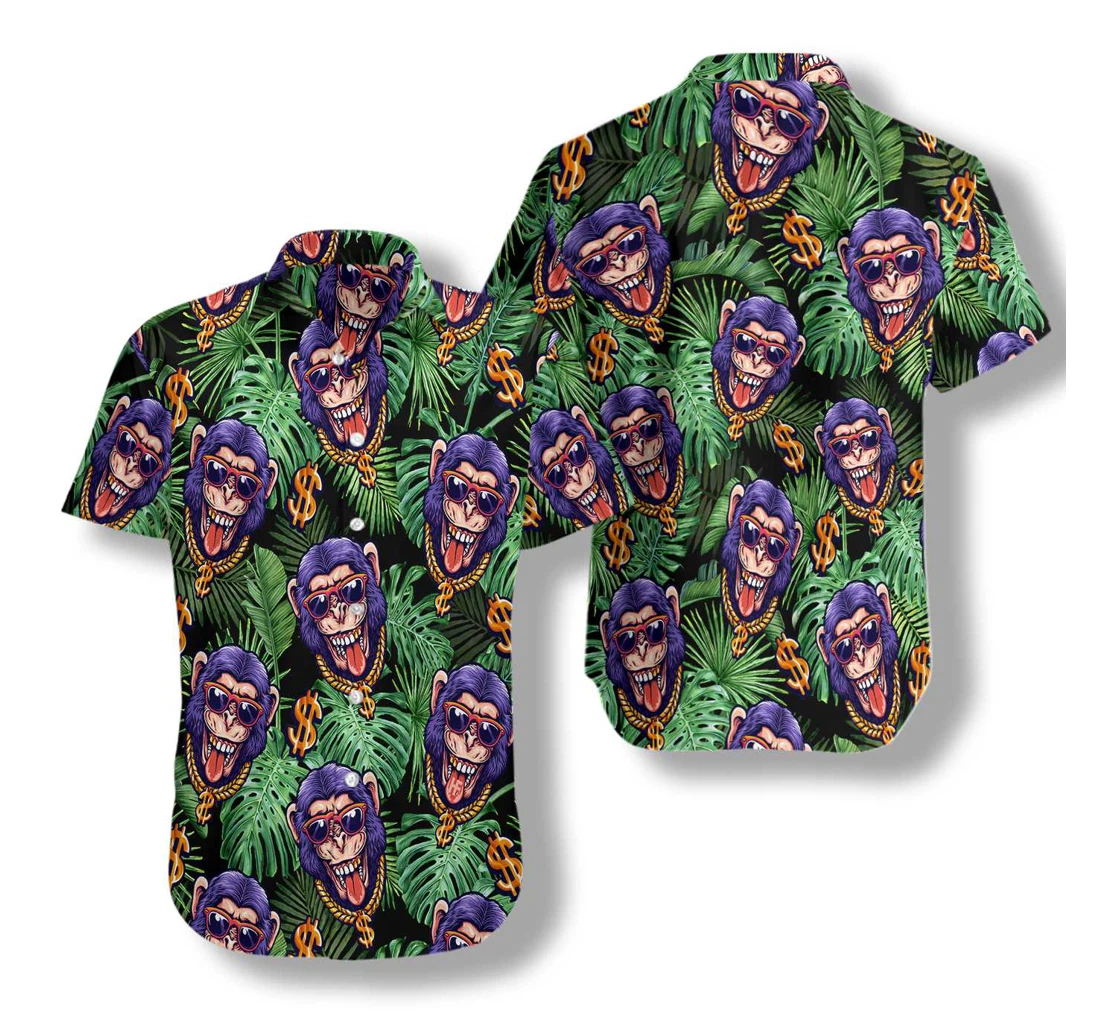 Millionaire Monkey Hawaiian Shirt, Button Up Aloha Shirt For Men, Women