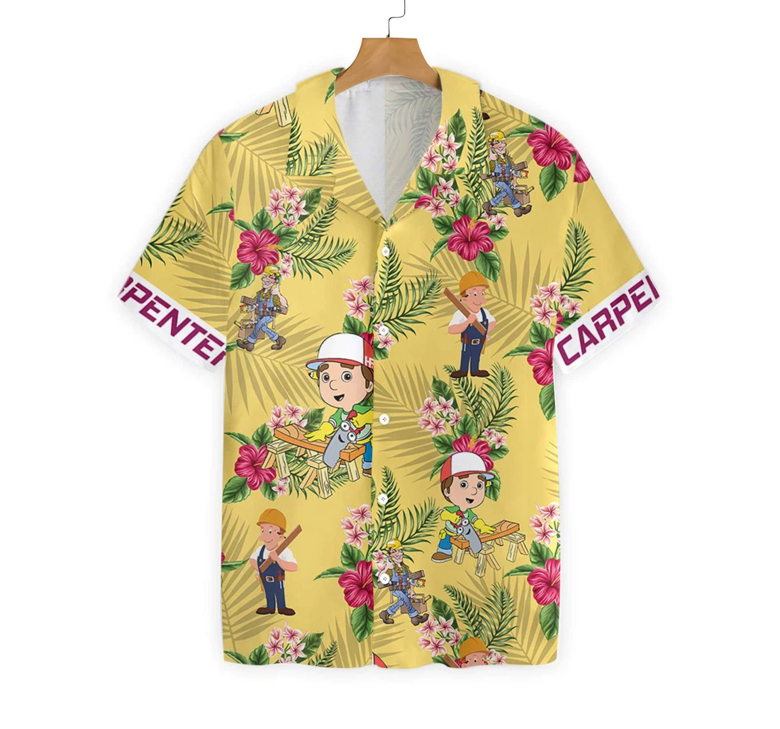 Carpenter Hawaiian Shirt, Button Up Aloha Shirt For Men, Women