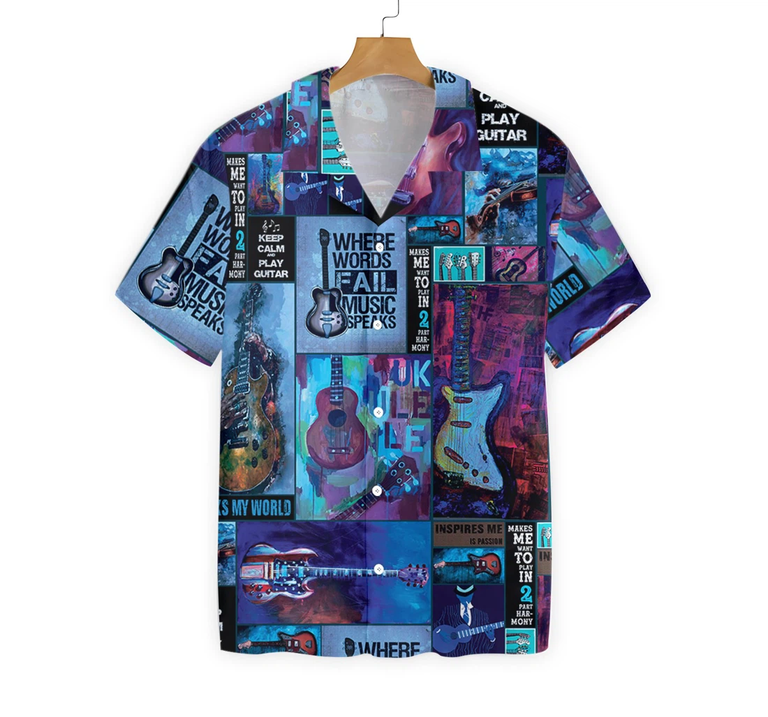 Guitar Art Guitarist Hawaiian Shirt, Button Up Aloha Shirt For Men, Women