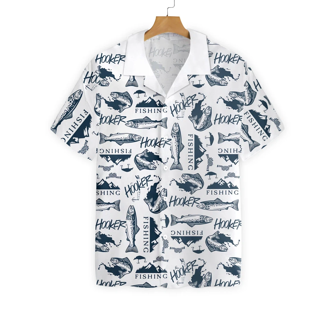 Hooker Fishing Hawaiian Shirt, Button Up Aloha Shirt For Men, Women