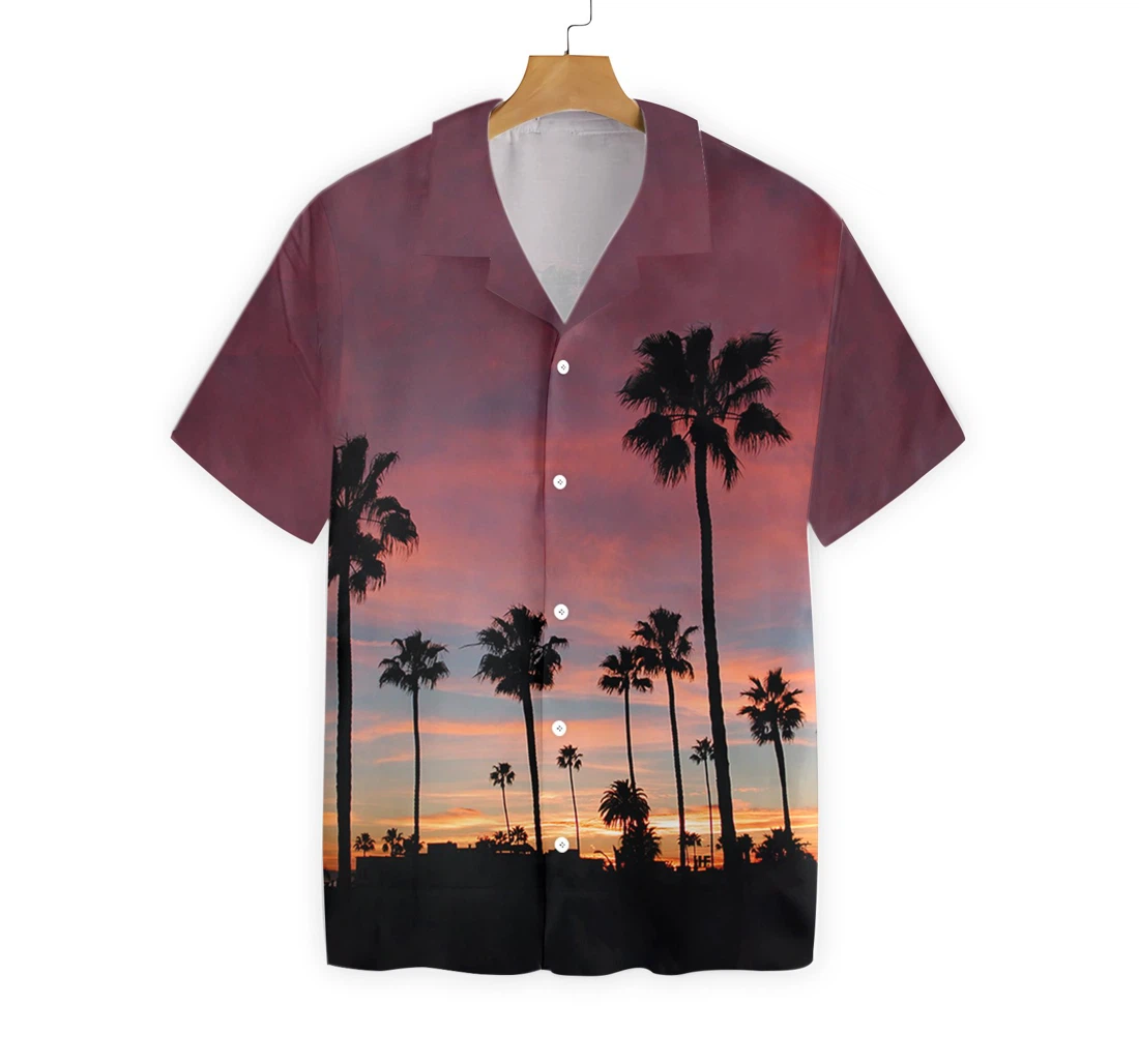 Sunset Venice Beach Hawaiian Shirt, Button Up Aloha Shirt For Men, Women