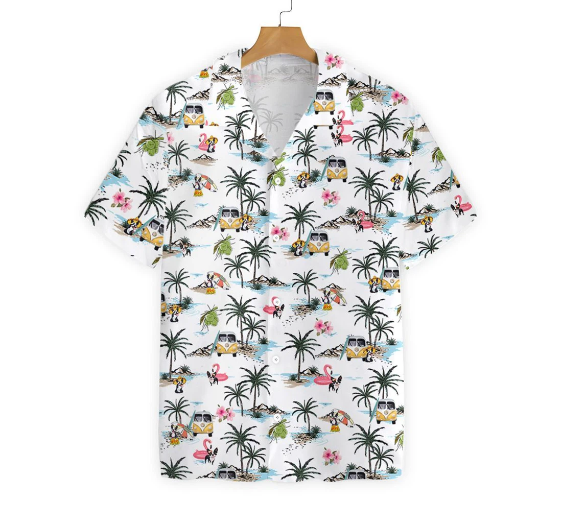 Boston Terrier Hawaiian Shirt, Button Up Aloha Shirt For Men, Women