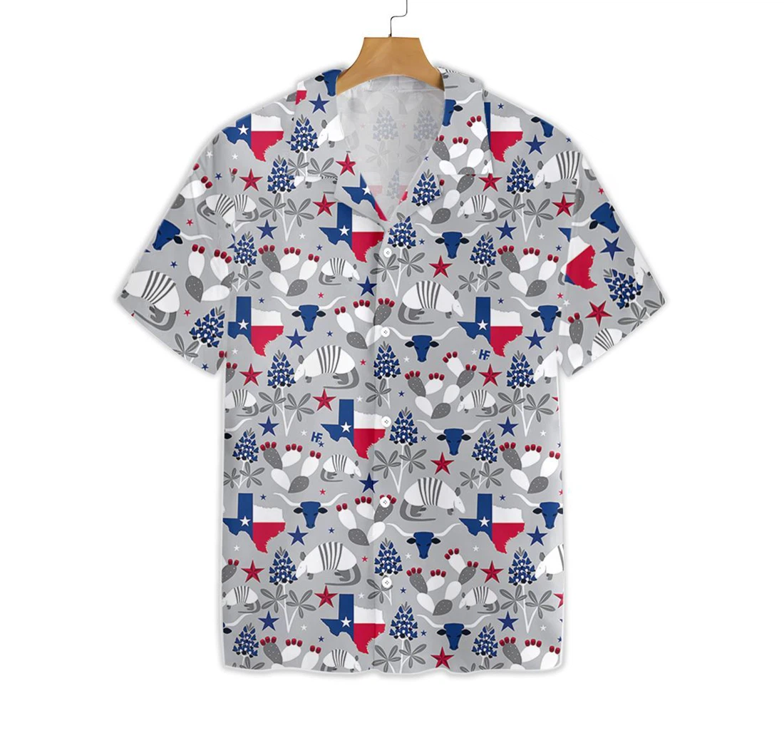 Texas Pattern Hawaiian Shirt, Button Up Aloha Shirt For Men, Women