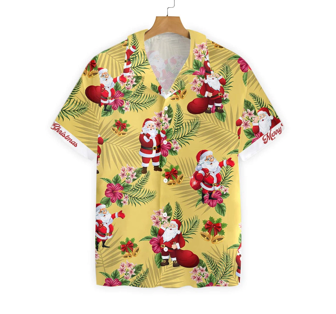 Personalized Name Merry Christmas Santa Claus Custom Hawaiian Shirt, Button Up Aloha Shirt For Men, Women