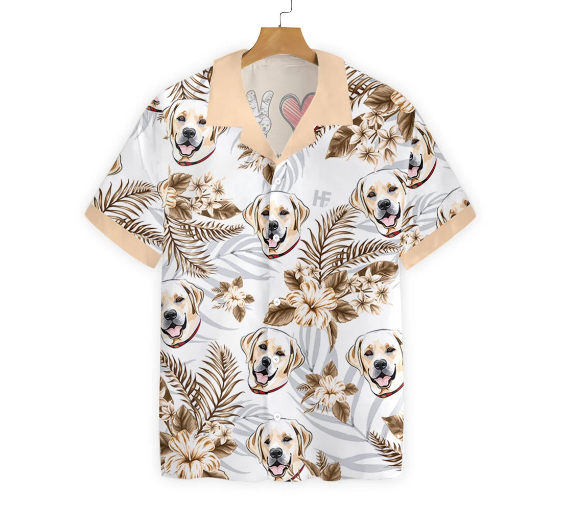 Personalized Peace Love Labrador Custom Hawaiian Shirt, Button Up Aloha Shirt For Men, Women