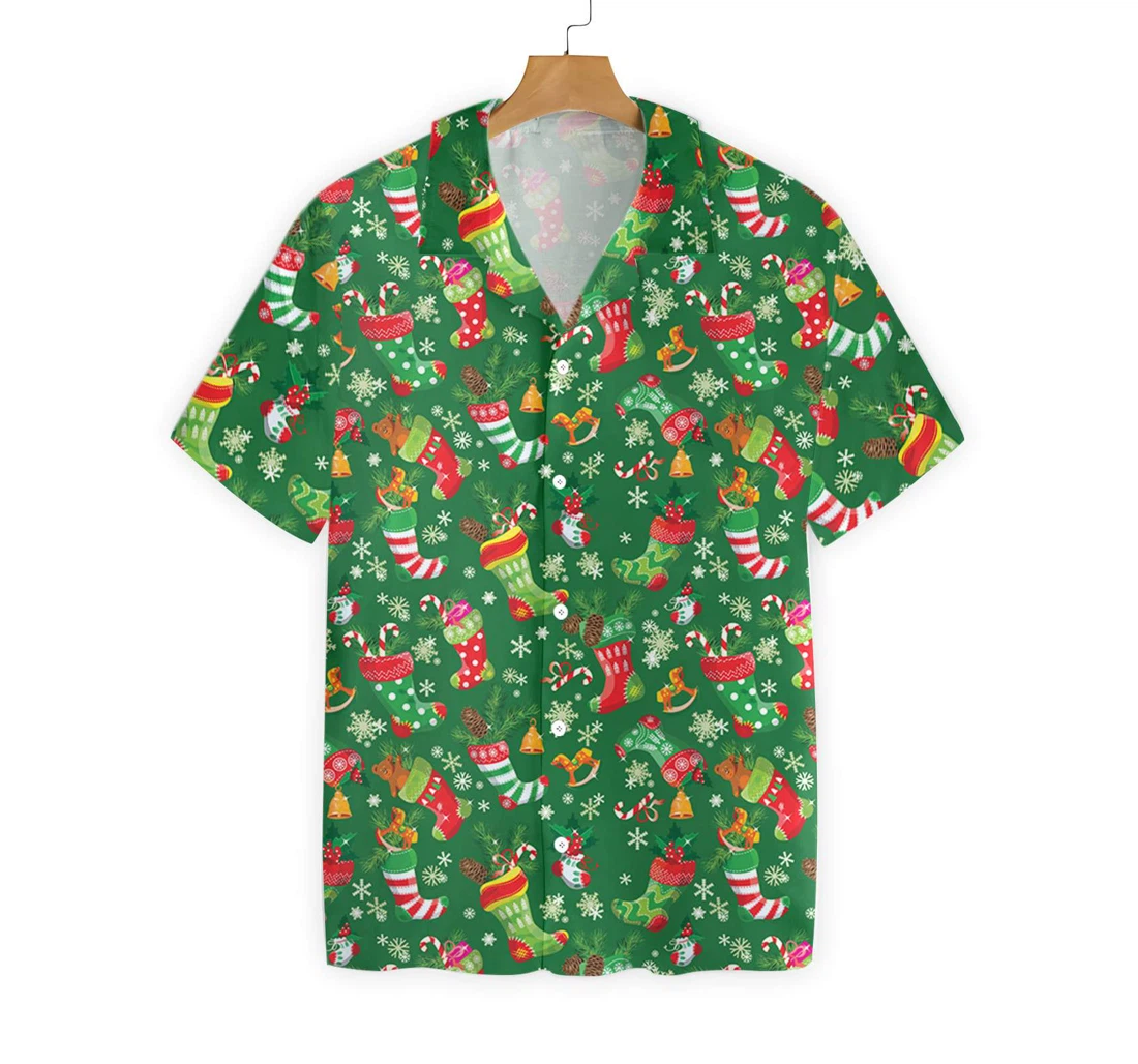 Merry Christmas Pattern Hawaiian Shirt, Button Up Aloha Shirt For Men, Women