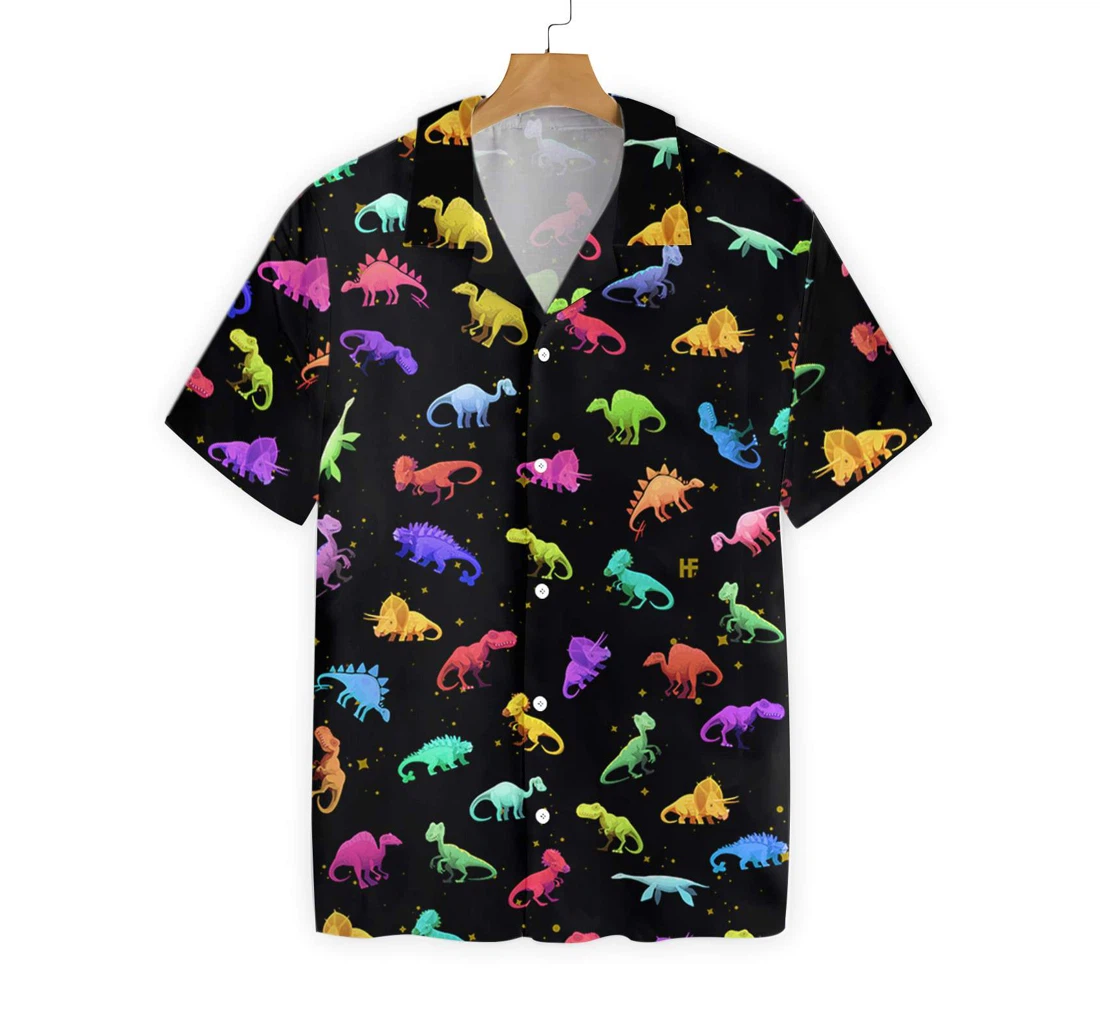 Seamless Dinosaurs Pattern Hawaiian Shirt, Button Up Aloha Shirt For Men, Women