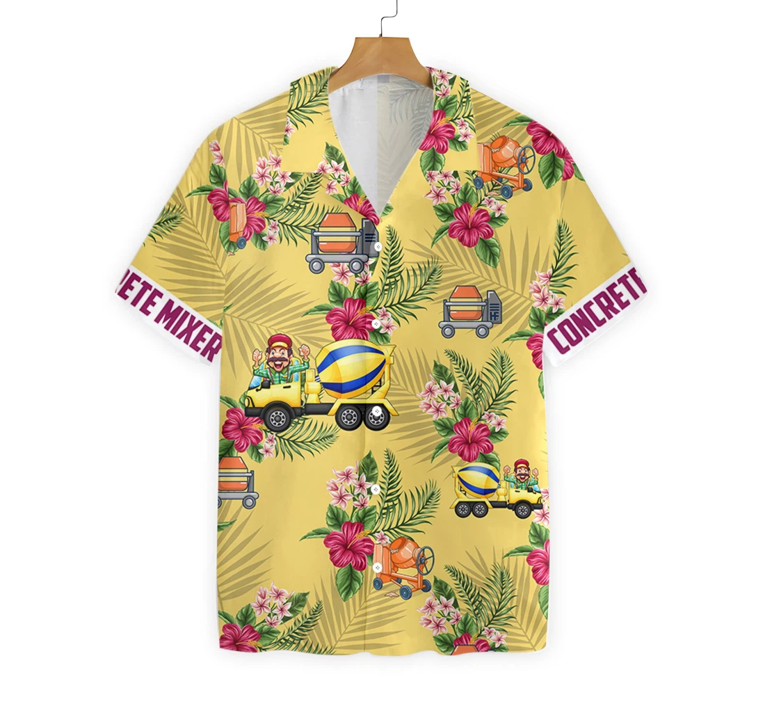 Concrete Mixer Hawaiian Shirt, Button Up Aloha Shirt For Men, Women