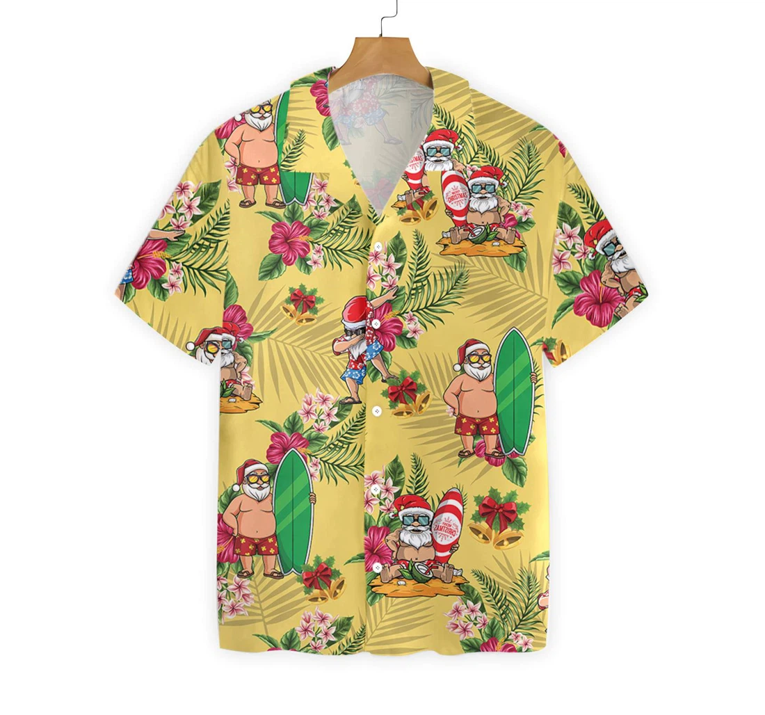 Merry Christmas Santa Claus Surfing Dab Hawaiian Shirt, Button Up Aloha Shirt For Men, Women