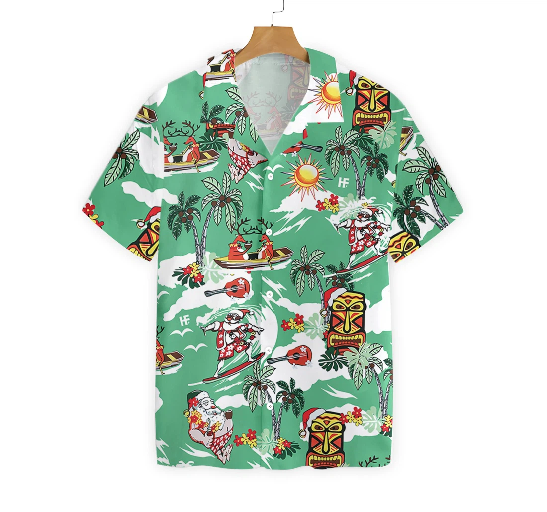 Merry Christmas Santa Claus Hawaiian Shirt, Button Up Aloha Shirt For Men, Women