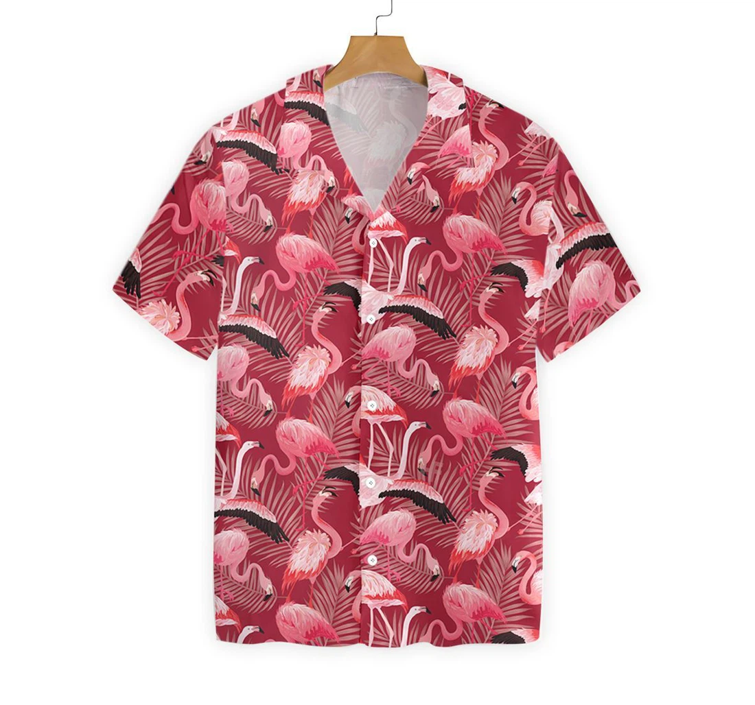 Flamingo Hawaiian Shirt, Button Up Aloha Shirt For Men, Women