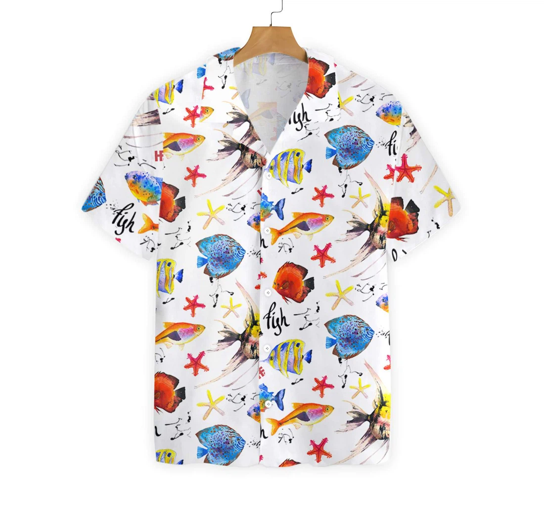 Colorful Fish V4 Hawaiian Shirt, Button Up Aloha Shirt For Men, Women