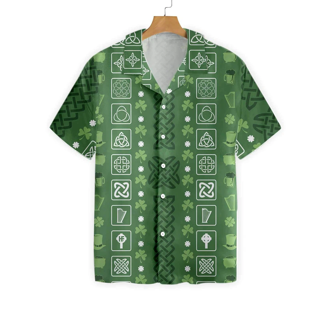 Collection Of Celtic Irish Happy St Patrick's Day Hawaiian Shirt, Button Up Aloha Shirt For Men, Women