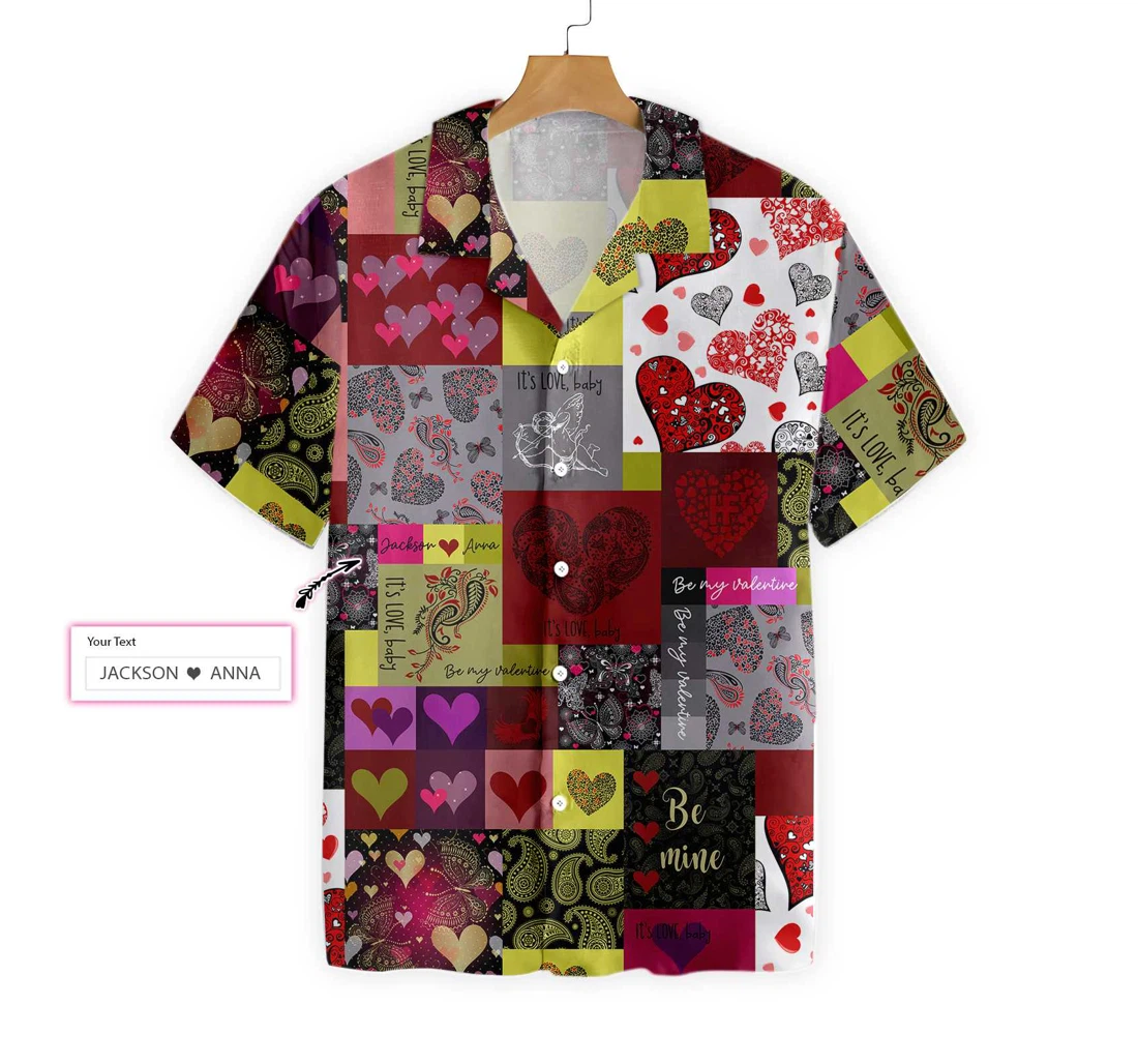 Personalized Couple Name It's Love Be My Valentine Custom Hawaiian Shirt, Button Up Aloha Shirt For Men, Women