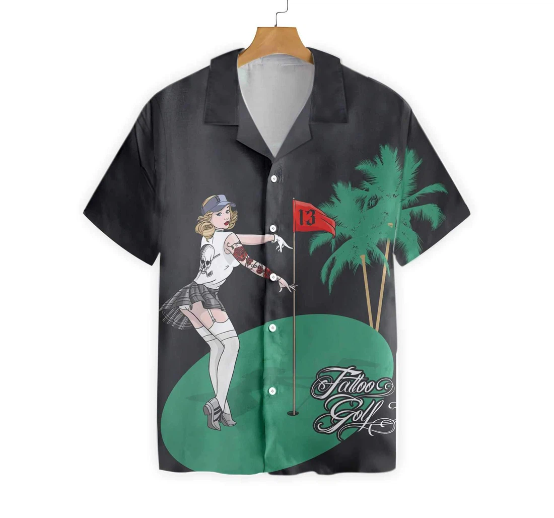 Golf Pin High Performance Hawaiian Shirt, Button Up Aloha Shirt For Men, Women