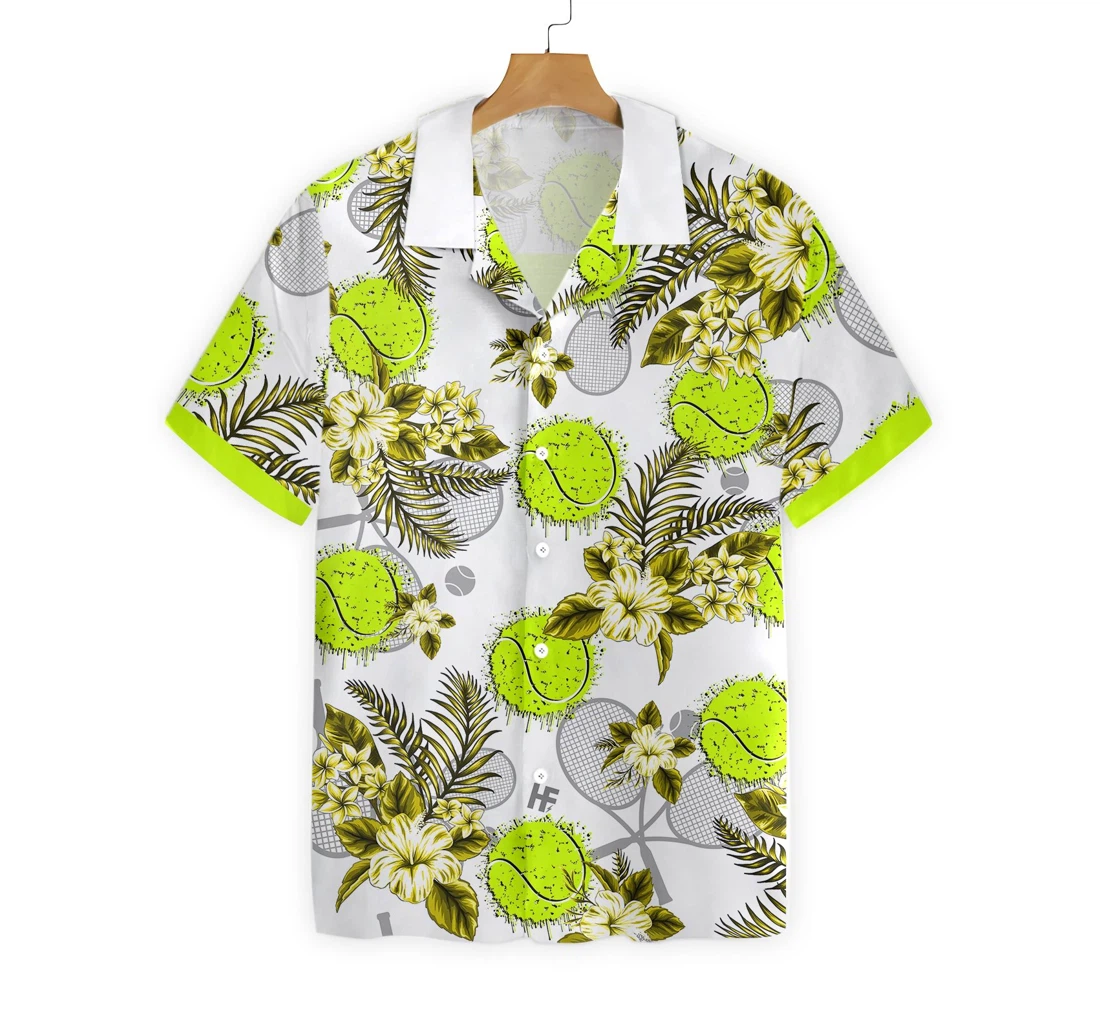 Tennis Ball And Racket Seamless Custom Hawaiian Shirt, Button Up Aloha Shirt For Men, Women