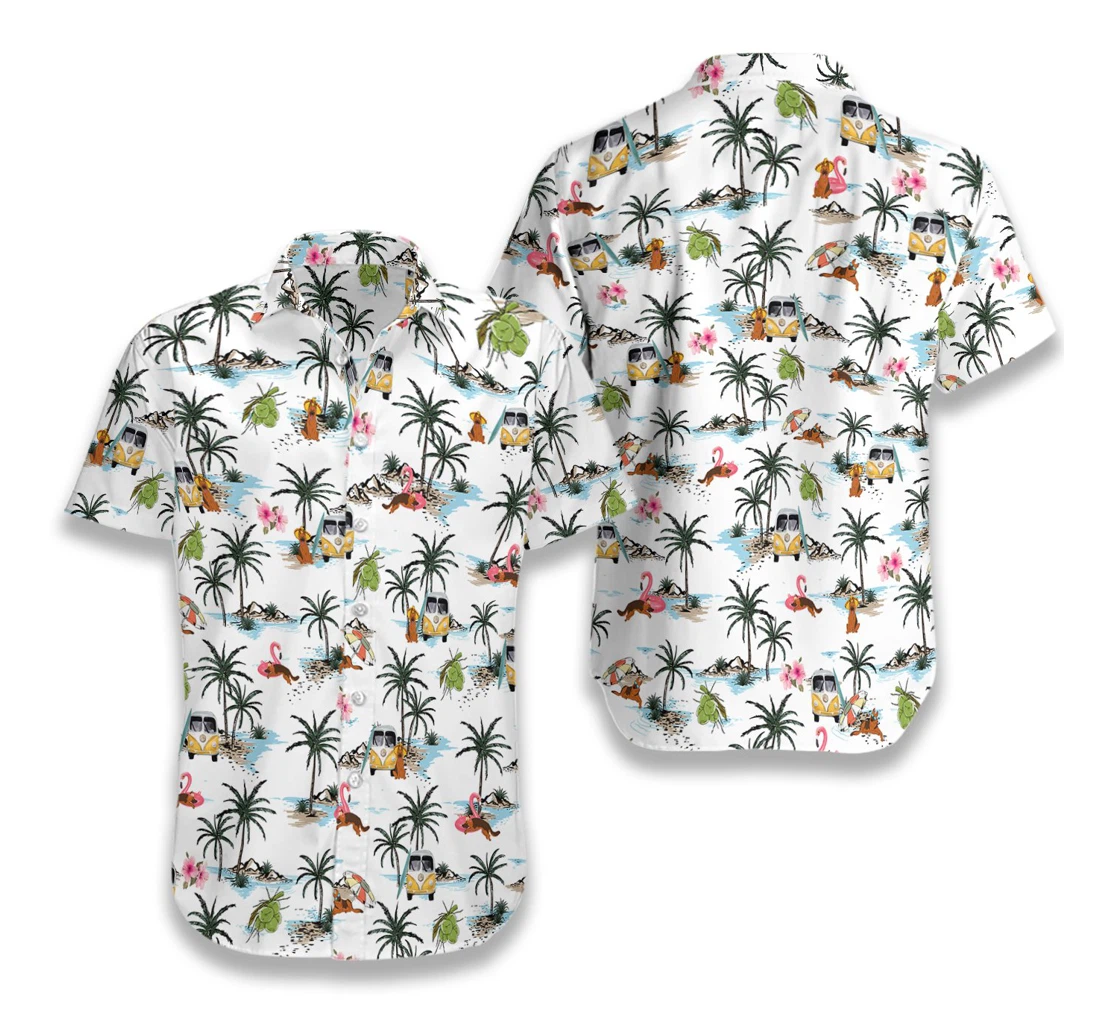 German Shepherd Hawaiian Shirt, Button Up Aloha Shirt For Men, Women