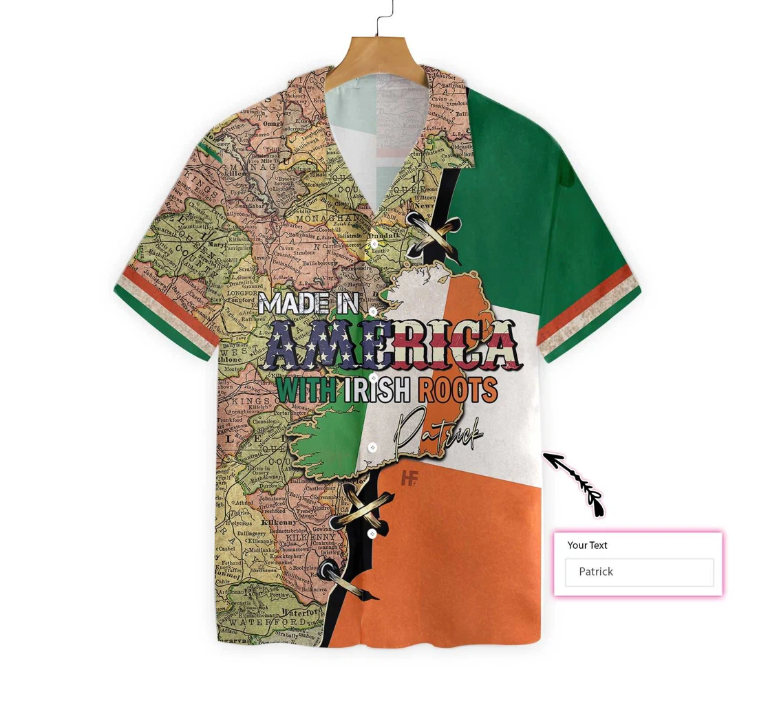 Made In America With Irish Roots Custom Hawaiian Shirt, Button Up Aloha Shirt For Men, Women